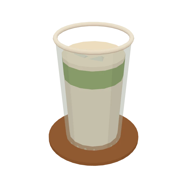 A coconut matcha latte, as it's served in Cuppology