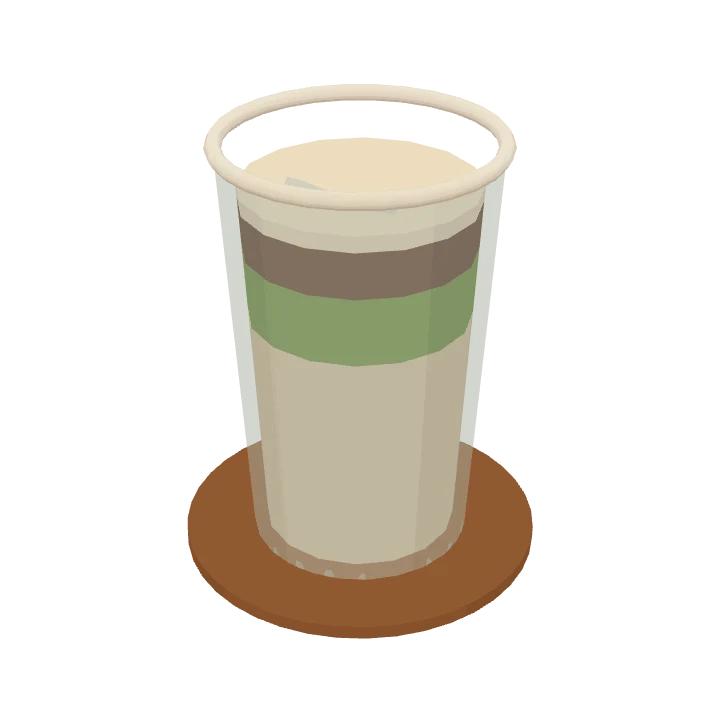 A iced dirty matcha, as it's served in Cuppology